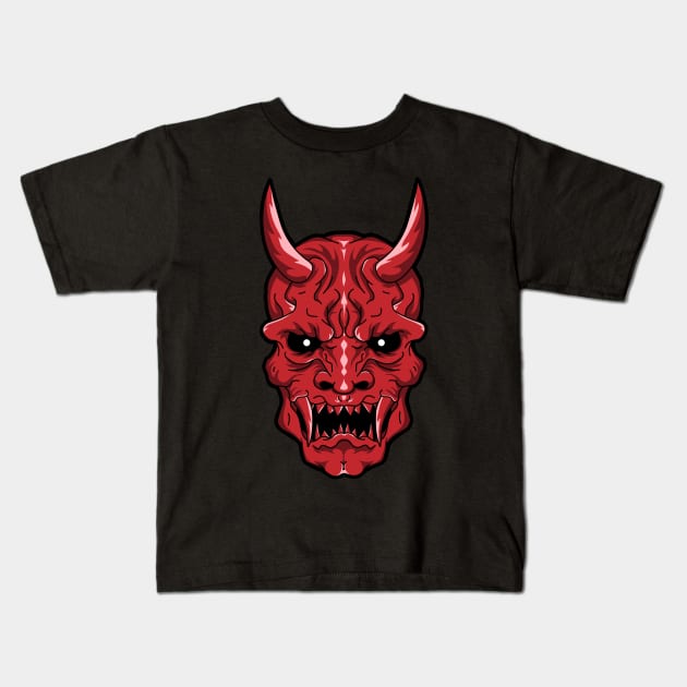 Epic Oni Demon Skull - Red Kids T-Shirt by Starquake